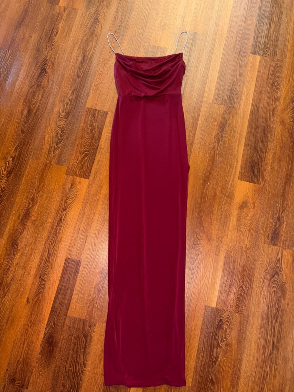 Long Burgundy Dress With Leg Slit